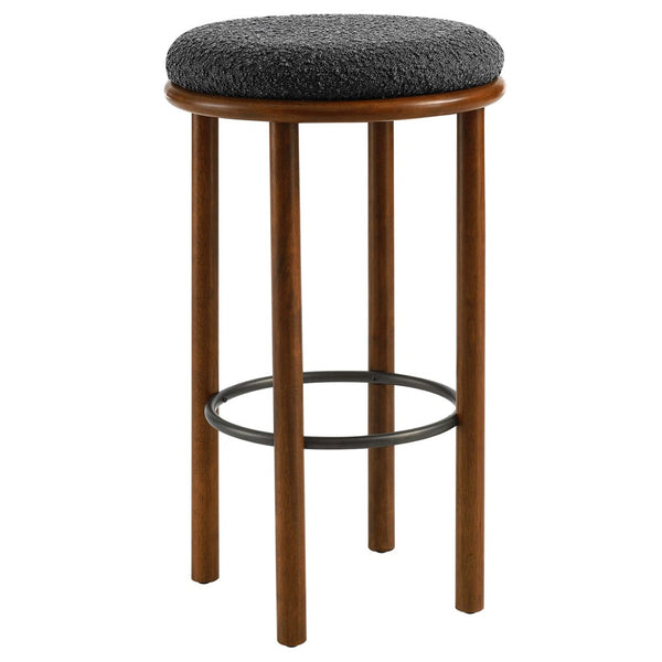 Modway Furniture Fable Boucle Fabric Bar Stools Set of 2 – Modern Comfort with Durable Design for Any Space Walnut Charcoal EEI-6819-WAL-CHA