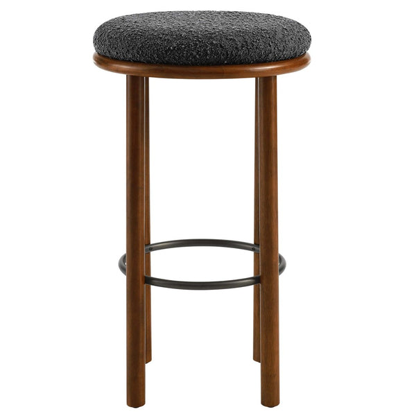 Modway Furniture Fable Boucle Fabric Bar Stools Set of 2 – Modern Comfort with Durable Design for Any Space Walnut Charcoal EEI-6819-WAL-CHA