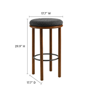 Modway Furniture Fable Boucle Fabric Bar Stools Set of 2 – Modern Comfort with Durable Design for Any Space Walnut Charcoal EEI-6819-WAL-CHA