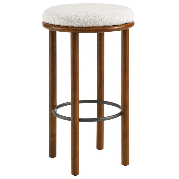 Modway Furniture Fable Boucle Fabric Bar Stools Set of 2 – Modern Comfort with Durable Design for Any Space Walnut Ivory EEI-6819-WAL-IVO