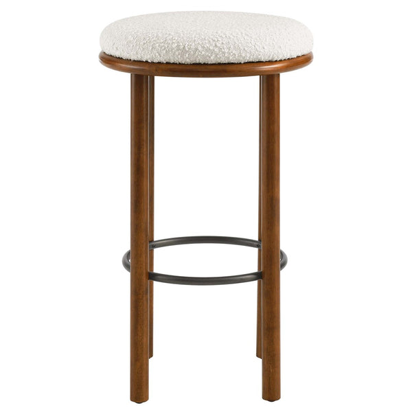 Modway Furniture Fable Boucle Fabric Bar Stools Set of 2 – Modern Comfort with Durable Design for Any Space Walnut Ivory EEI-6819-WAL-IVO