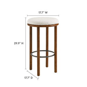 Modway Furniture Fable Boucle Fabric Bar Stools Set of 2 – Modern Comfort with Durable Design for Any Space Walnut Ivory EEI-6819-WAL-IVO