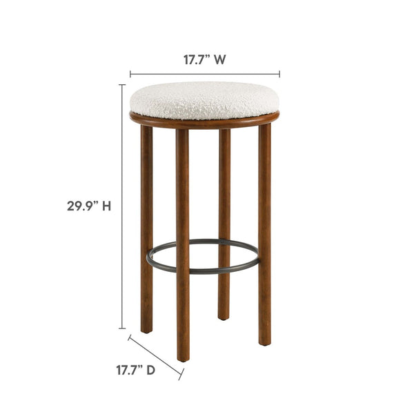 Modway Furniture Fable Boucle Fabric Bar Stools Set of 2 – Modern Comfort with Durable Design for Any Space Walnut Ivory EEI-6819-WAL-IVO