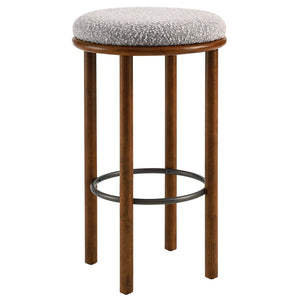 Modway Furniture Fable Boucle Fabric Bar Stools Set of 2 – Modern Comfort with Durable Design for Any Space Walnut Taupe EEI-6819-WAL-TAU