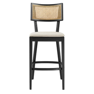 Modway Furniture Caledonia Wood Bar Stools Set of 2 - Stylish Elm Frame, Plush Cushions, Perfect for Any Space Black Beige EEI-6820-BLK-BEI