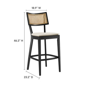 Modway Furniture Caledonia Wood Bar Stools Set of 2 - Stylish Elm Frame, Plush Cushions, Perfect for Any Space Black Beige EEI-6820-BLK-BEI