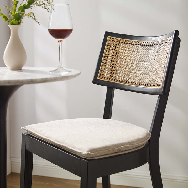 Modway Furniture Caledonia Wood Bar Stools Set of 2 - Stylish Elm Frame, Plush Cushions, Perfect for Any Space Black Beige EEI-6820-BLK-BEI