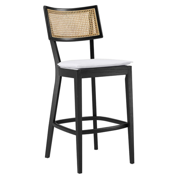 Modway Furniture Caledonia Wood Bar Stools Set of 2 - Stylish Elm Frame, Plush Cushions, Perfect for Any Space Black White EEI-6820-BLK-WHI