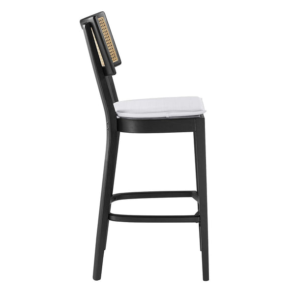 Modway Furniture Caledonia Wood Bar Stools Set of 2 - Stylish Elm Frame, Plush Cushions, Perfect for Any Space Black White EEI-6820-BLK-WHI
