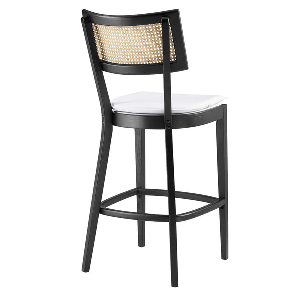 Modway Furniture Caledonia Wood Bar Stools Set of 2 - Stylish Elm Frame, Plush Cushions, Perfect for Any Space Black White EEI-6820-BLK-WHI