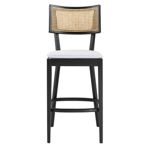 Modway Furniture Caledonia Wood Bar Stools Set of 2 - Stylish Elm Frame, Plush Cushions, Perfect for Any Space Black White EEI-6820-BLK-WHI