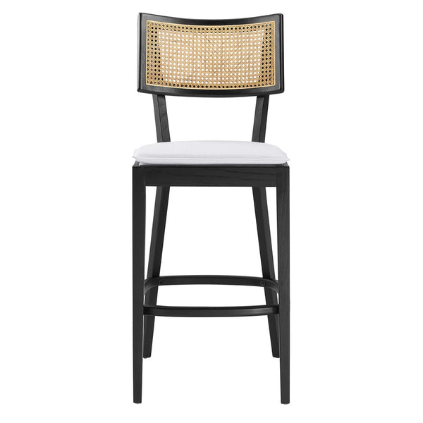 Modway Furniture Caledonia Wood Bar Stools Set of 2 - Stylish Elm Frame, Plush Cushions, Perfect for Any Space Black White EEI-6820-BLK-WHI