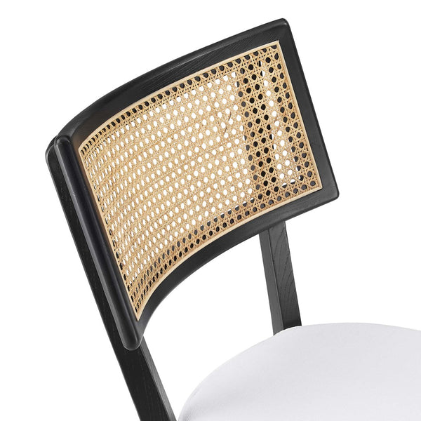 Modway Furniture Caledonia Wood Bar Stools Set of 2 - Stylish Elm Frame, Plush Cushions, Perfect for Any Space Black White EEI-6820-BLK-WHI