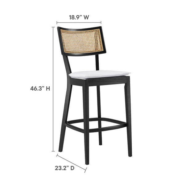 Modway Furniture Caledonia Wood Bar Stools Set of 2 - Stylish Elm Frame, Plush Cushions, Perfect for Any Space Black White EEI-6820-BLK-WHI