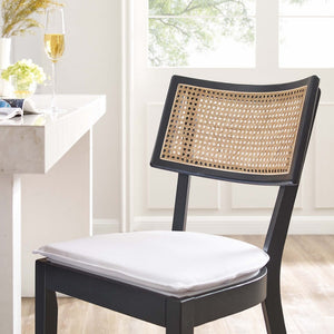 Modway Furniture Caledonia Wood Counter Stools Set of 2 – Stylish Elm Frame with Rattan Backrest for Comfort & Support Black White EEI-6821-BLK-WHI