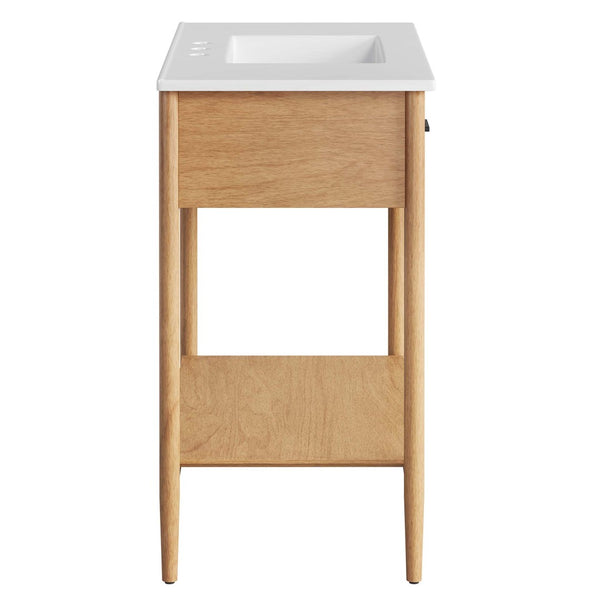 Modway Furniture Zaire 36" Bathroom Vanity by Modway - Mid-Century Modern Design with Ample Storage and Style Natural White EEI-6822-NAT-WHI