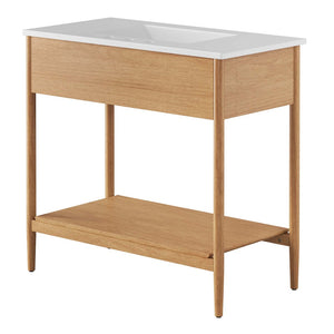 Modway Furniture Zaire 36" Bathroom Vanity by Modway - Mid-Century Modern Design with Ample Storage and Style Natural White EEI-6822-NAT-WHI