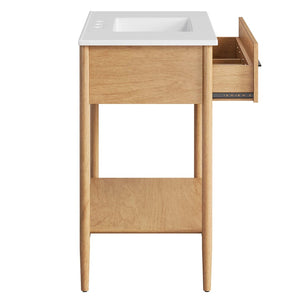 Modway Furniture Zaire 36" Bathroom Vanity by Modway - Mid-Century Modern Design with Ample Storage and Style Natural White EEI-6822-NAT-WHI