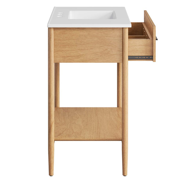 Modway Furniture Zaire 36" Bathroom Vanity by Modway - Mid-Century Modern Design with Ample Storage and Style Natural White EEI-6822-NAT-WHI