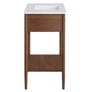 Modway Furniture Zaire 36" Bathroom Vanity by Modway - Mid-Century Modern Design with Ample Storage and Style Walnut White EEI-6822-WAL-WHI