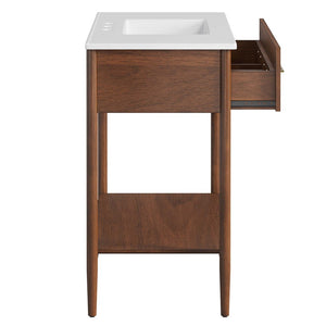 Modway Furniture Zaire 36" Bathroom Vanity by Modway - Mid-Century Modern Design with Ample Storage and Style Walnut White EEI-6822-WAL-WHI