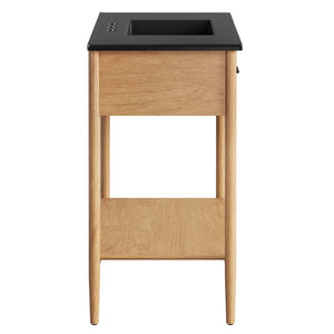 Modway Furniture Zaire 36" Bathroom Vanity - Mid-Century Modern Design with Durable Ceramic Basin and Ample Storage Natural Black EEI-6823-NAT-BLK