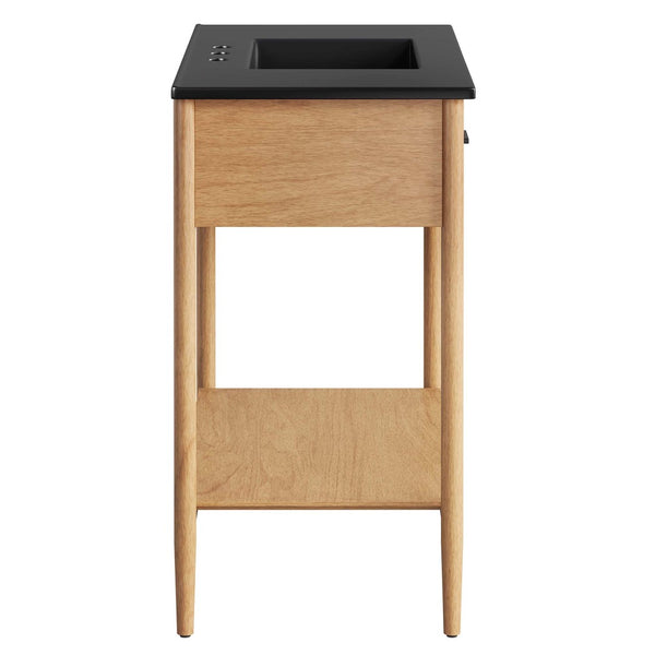 Modway Furniture Zaire 36" Bathroom Vanity - Mid-Century Modern Design with Durable Ceramic Basin and Ample Storage Natural Black EEI-6823-NAT-BLK