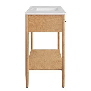 Modway Furniture Zaire 48" Single Sink Bathroom Vanity - Mid-Century Modern Design with Ample Storage Solutions Natural White EEI-6824-NAT-WHI