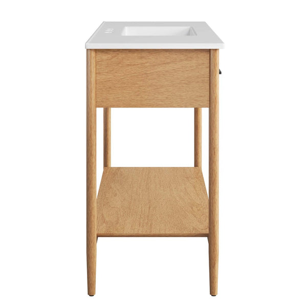 Modway Furniture Zaire 48" Single Sink Bathroom Vanity - Mid-Century Modern Design with Ample Storage Solutions Natural White EEI-6824-NAT-WHI