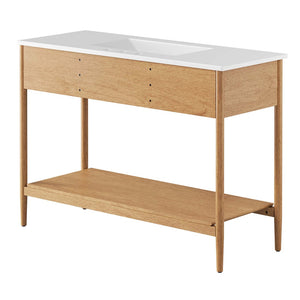 Modway Furniture Zaire 48" Single Sink Bathroom Vanity - Mid-Century Modern Design with Ample Storage Solutions Natural White EEI-6824-NAT-WHI