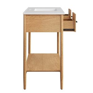 Modway Furniture Zaire 48" Single Sink Bathroom Vanity - Mid-Century Modern Design with Ample Storage Solutions Natural White EEI-6824-NAT-WHI