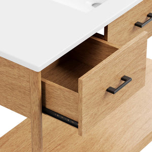 Modway Furniture Zaire 48" Single Sink Bathroom Vanity - Mid-Century Modern Design with Ample Storage Solutions Natural White EEI-6824-NAT-WHI