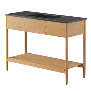 Modway Furniture Zaire 48" Single Sink Bathroom Vanity - Mid-Century Modern Elegance with Ample Storage Solutions Natural Black EEI-6825-NAT-BLK