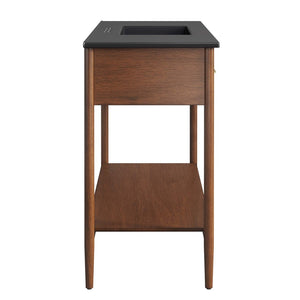 Modway Furniture Zaire 48" Single Sink Bathroom Vanity - Mid-Century Modern Elegance with Ample Storage Solutions Walnut Black EEI-6825-WAL-BLK