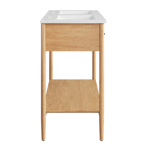 Modway Furniture Zaire 48" Double Sink Bathroom Vanity - Modern Mid-Century Design with Ample Storage & Style Natural White EEI-6826-NAT-WHI