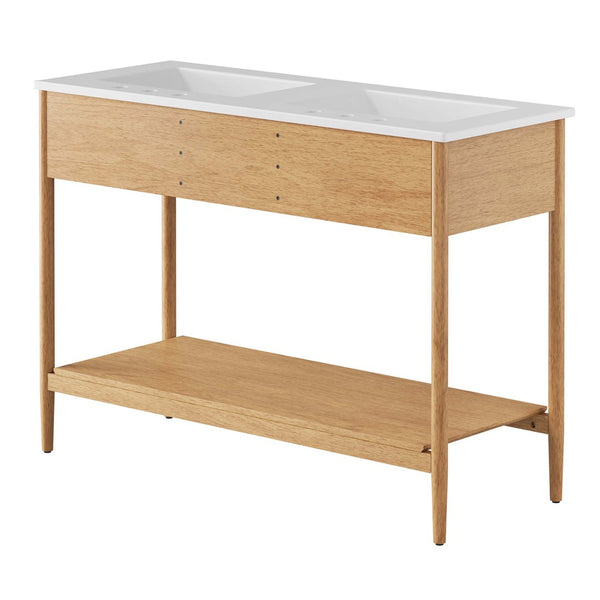 Modway Furniture Zaire 48" Double Sink Bathroom Vanity - Modern Mid-Century Design with Ample Storage & Style Natural White EEI-6826-NAT-WHI