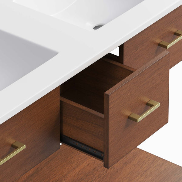 Modway Furniture Zaire 48" Double Sink Bathroom Vanity - Modern Mid-Century Design with Ample Storage & Style Walnut White EEI-6826-WAL-WHI