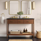 Modway Furniture Zaire 48" Double Sink Bathroom Vanity EEI-6827-WAL-BLK