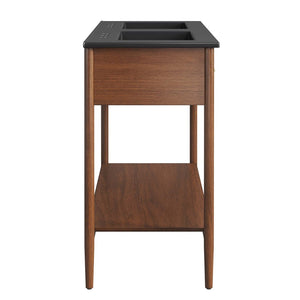 Modway Furniture Zaire 48" Double Sink Bathroom Vanity with Modern Mid-Century Style and Ample Storage Solutions Walnut Black EEI-6827-WAL-BLK