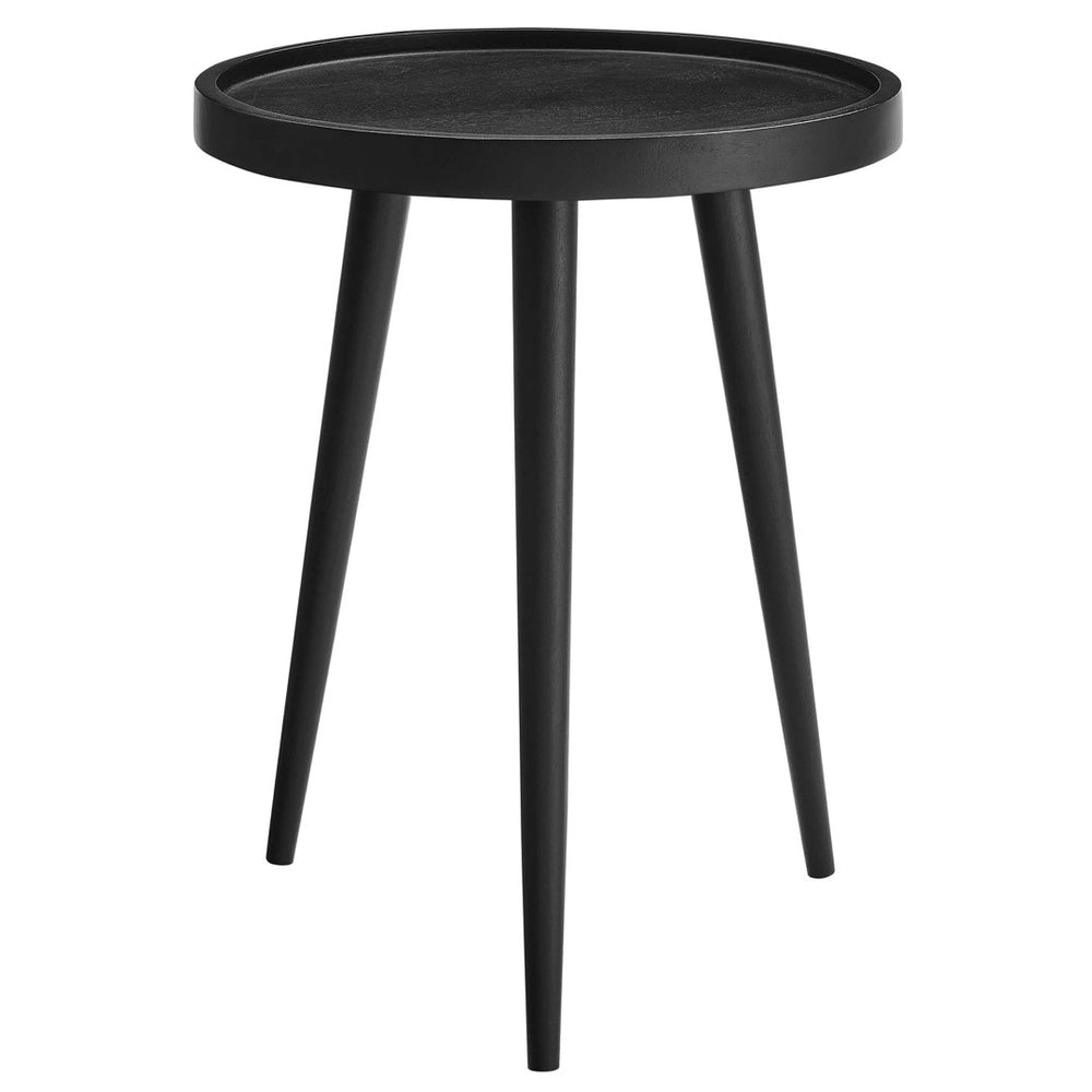 Modway Furniture Chiro Round Wood Side Table - Stylish Mid-Century Accent with Durable Tray Top and Splayed Legs Black EEI-6830-BLK