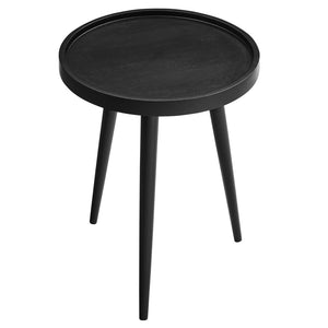 Modway Furniture Chiro Round Wood Side Table - Stylish Mid-Century Accent with Durable Tray Top and Splayed Legs Black EEI-6830-BLK