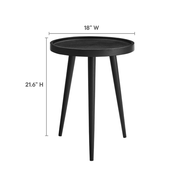 Modway Furniture Chiro Round Wood Side Table - Stylish Mid-Century Accent with Durable Tray Top and Splayed Legs Black EEI-6830-BLK