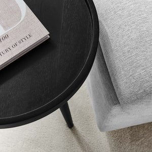 Modway Furniture Chiro Round Wood Side Table - Stylish Mid-Century Accent with Durable Tray Top and Splayed Legs Black EEI-6830-BLK