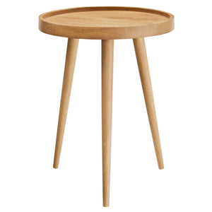 Modway Furniture Chiro Round Wood Side Table - Stylish Mid-Century Accent with Durable Tray Top and Splayed Legs Natural EEI-6830-NAT