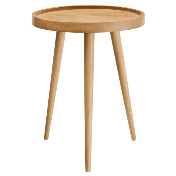 Modway Furniture Chiro Round Wood Side Table - Stylish Mid-Century Accent with Durable Tray Top and Splayed Legs Natural EEI-6830-NAT