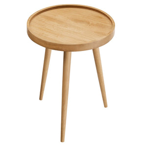 Modway Furniture Chiro Round Wood Side Table - Stylish Mid-Century Accent with Durable Tray Top and Splayed Legs Natural EEI-6830-NAT