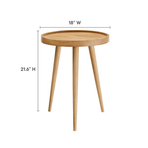 Modway Furniture Chiro Round Wood Side Table - Stylish Mid-Century Accent with Durable Tray Top and Splayed Legs Natural EEI-6830-NAT