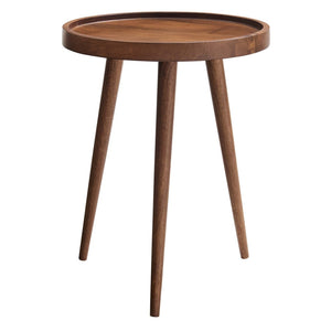 Modway Furniture Chiro Round Wood Side Table - Stylish Mid-Century Accent with Durable Tray Top and Splayed Legs Walnut EEI-6830-WAL