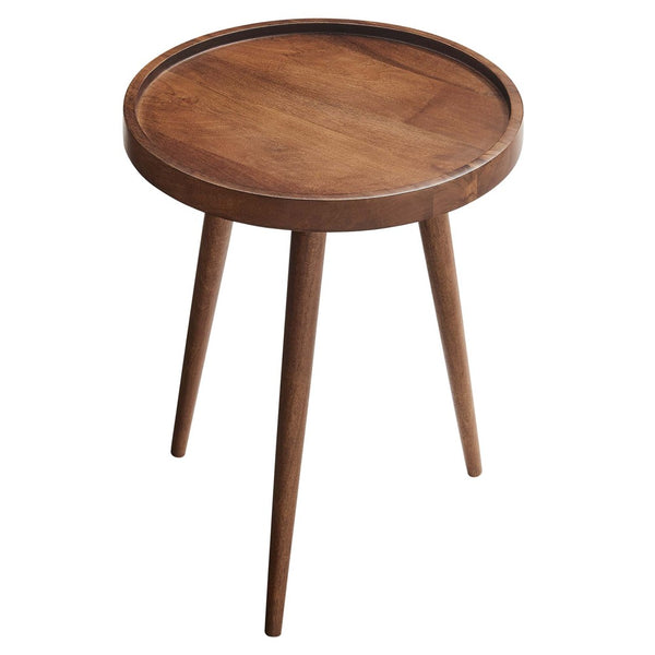 Modway Furniture Chiro Round Wood Side Table - Stylish Mid-Century Accent with Durable Tray Top and Splayed Legs Walnut EEI-6830-WAL