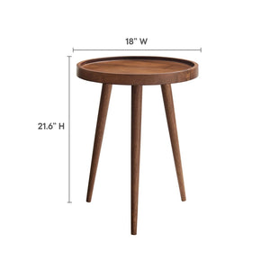 Modway Furniture Chiro Round Wood Side Table - Stylish Mid-Century Accent with Durable Tray Top and Splayed Legs Walnut EEI-6830-WAL
